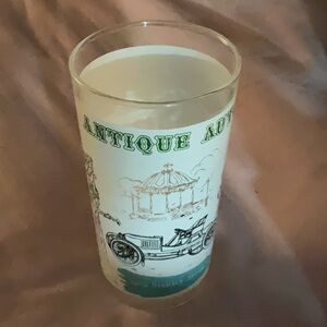 Antique Auto Car Frosted Drinking Glass 1906 STANLEY STEAMER
